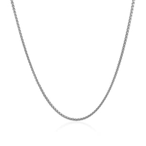 14k White Gold Diamond Cut Round Wheat Chain 1.2mm