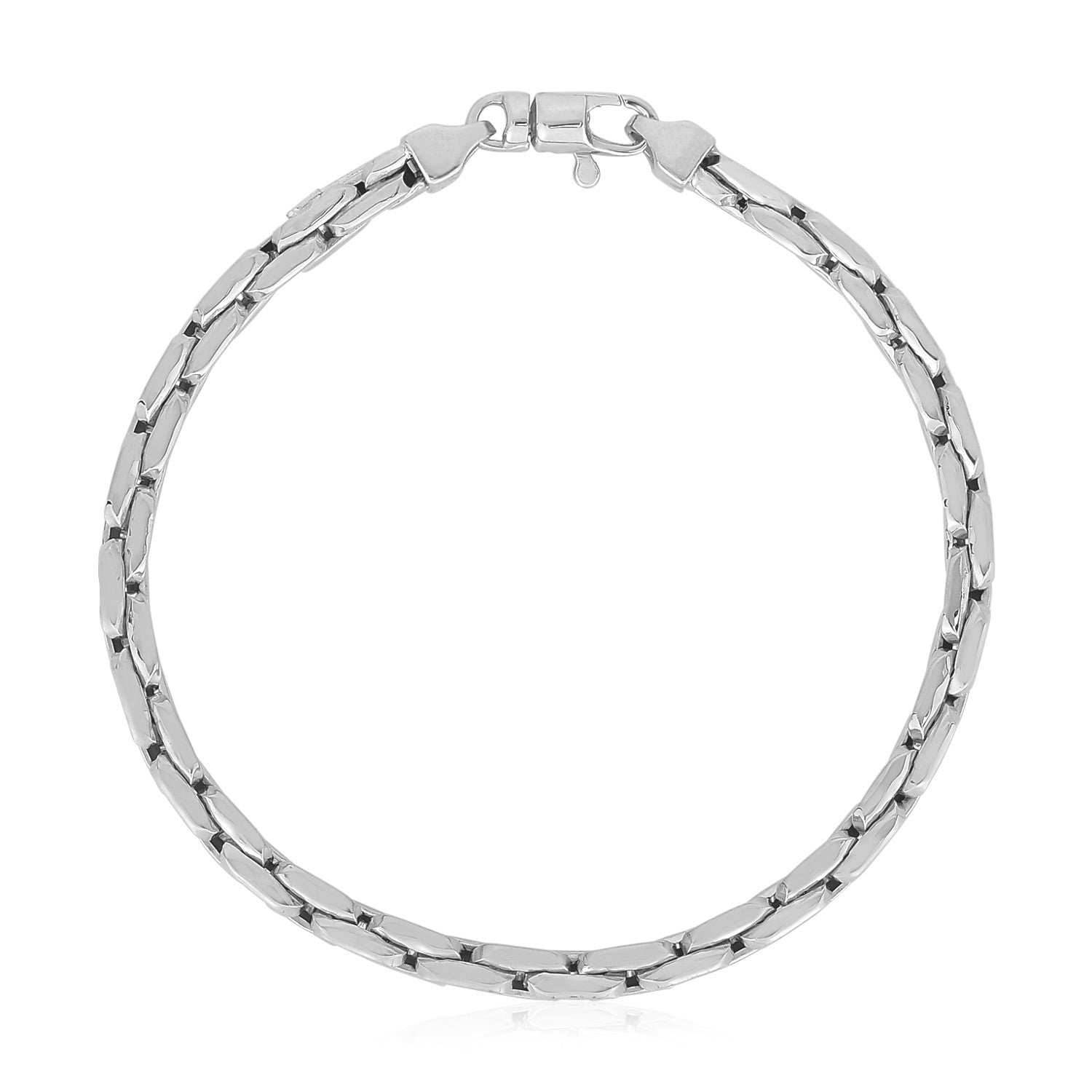 14k White Gold High Polish Compressed Cable Link Bracelet