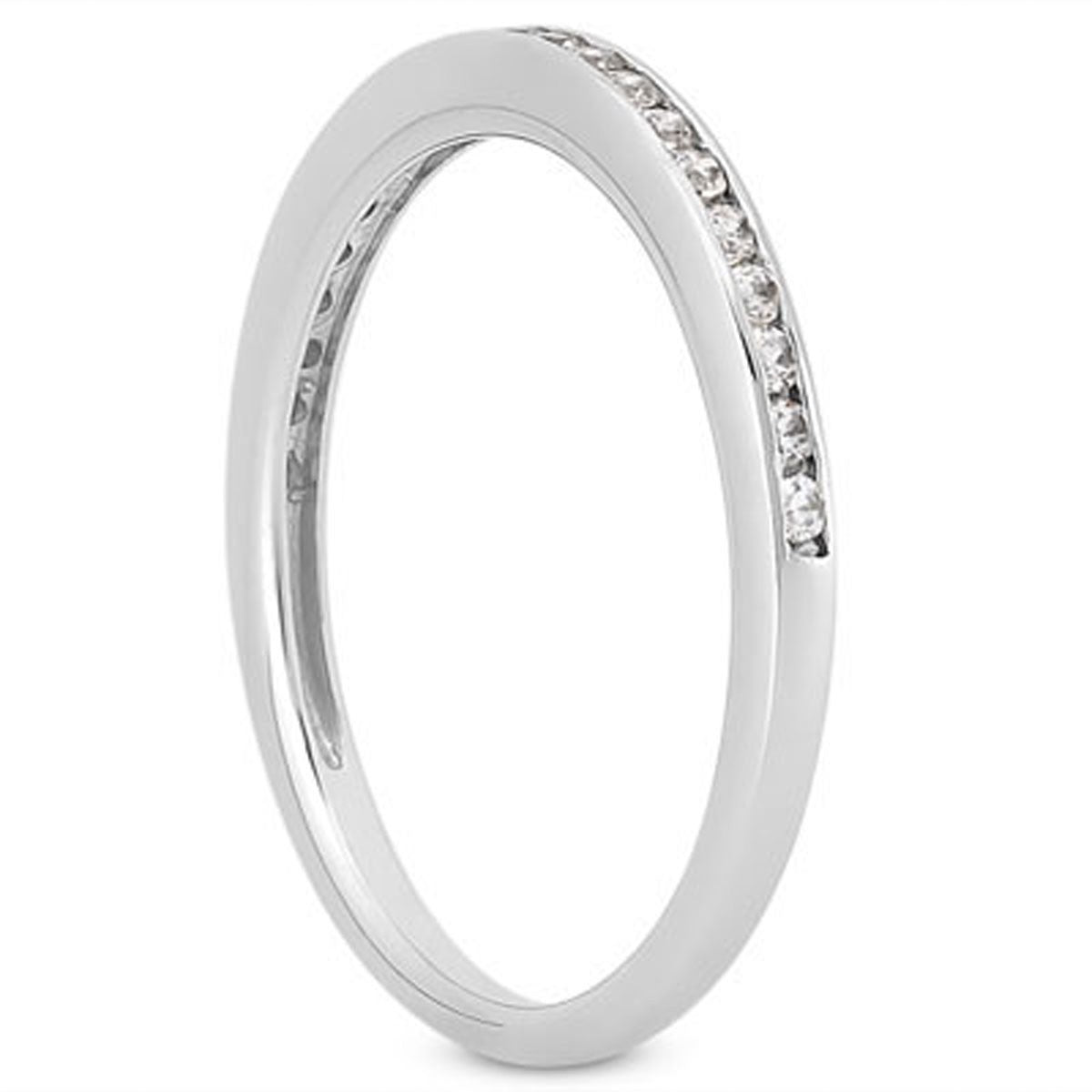 14k White Gold Slim Profile Diamond Channel Set Wedding Ring Band