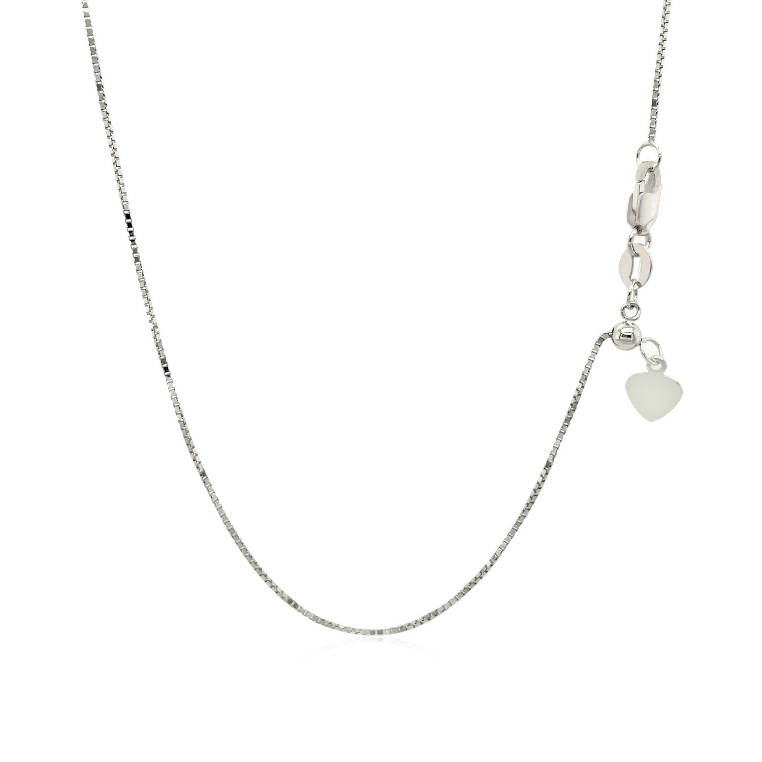 14k White Gold Adjustable Box Chain 0.7mm