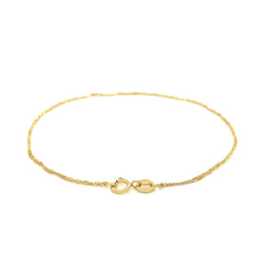 14k Yellow Gold Singapore Bracelet 1.0mm