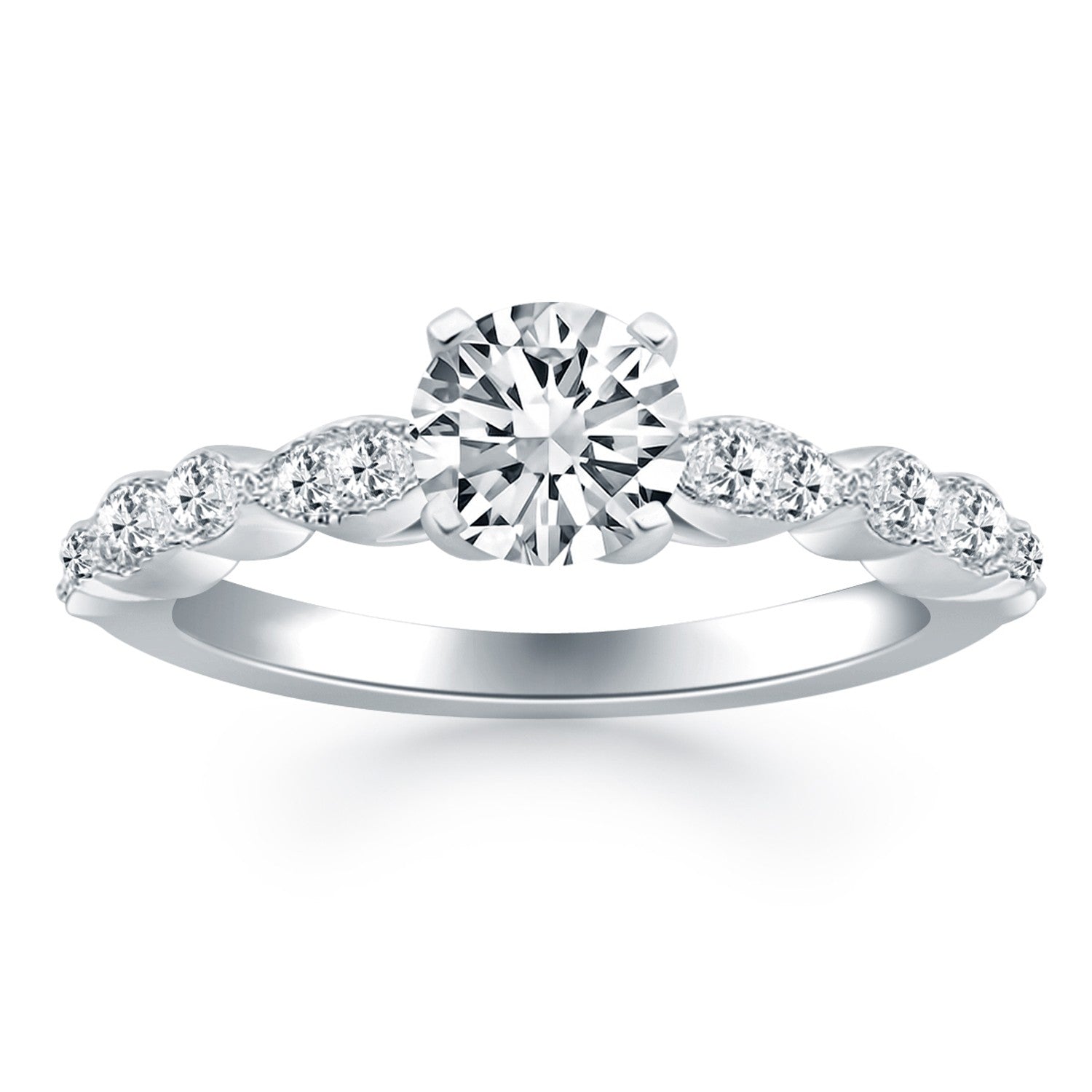 14k White Gold Fancy Shaped Diamond Engagement Ring