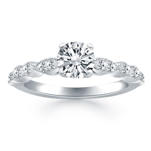 14k White Gold Fancy Shaped Diamond Engagement Ring