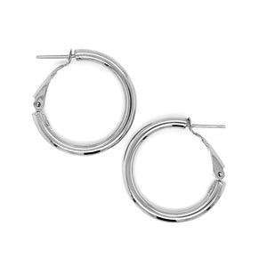 14k White Gold High Polish  Hoop Earrings (0.78 inch Diameter)