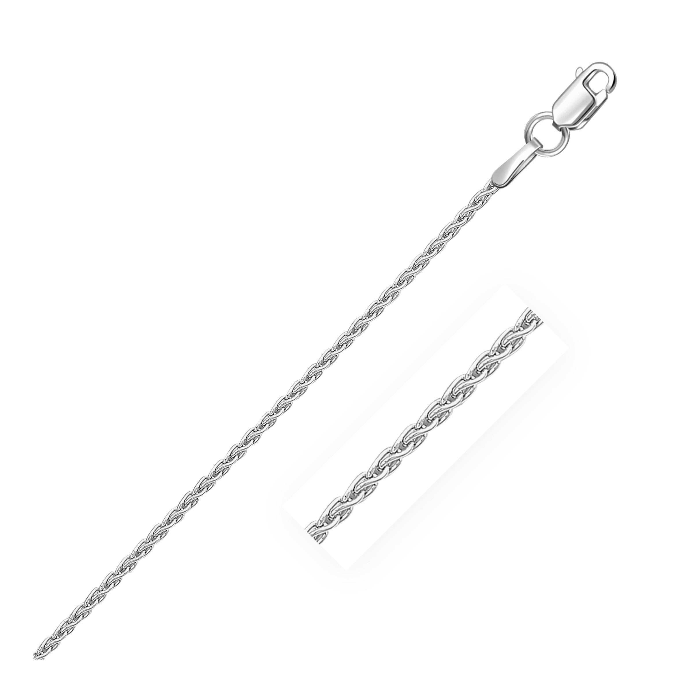 14k White Gold Round Wheat Chain 1.2mm