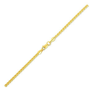 14k Yellow Gold 2.4mm Light Weight Wheat Chain