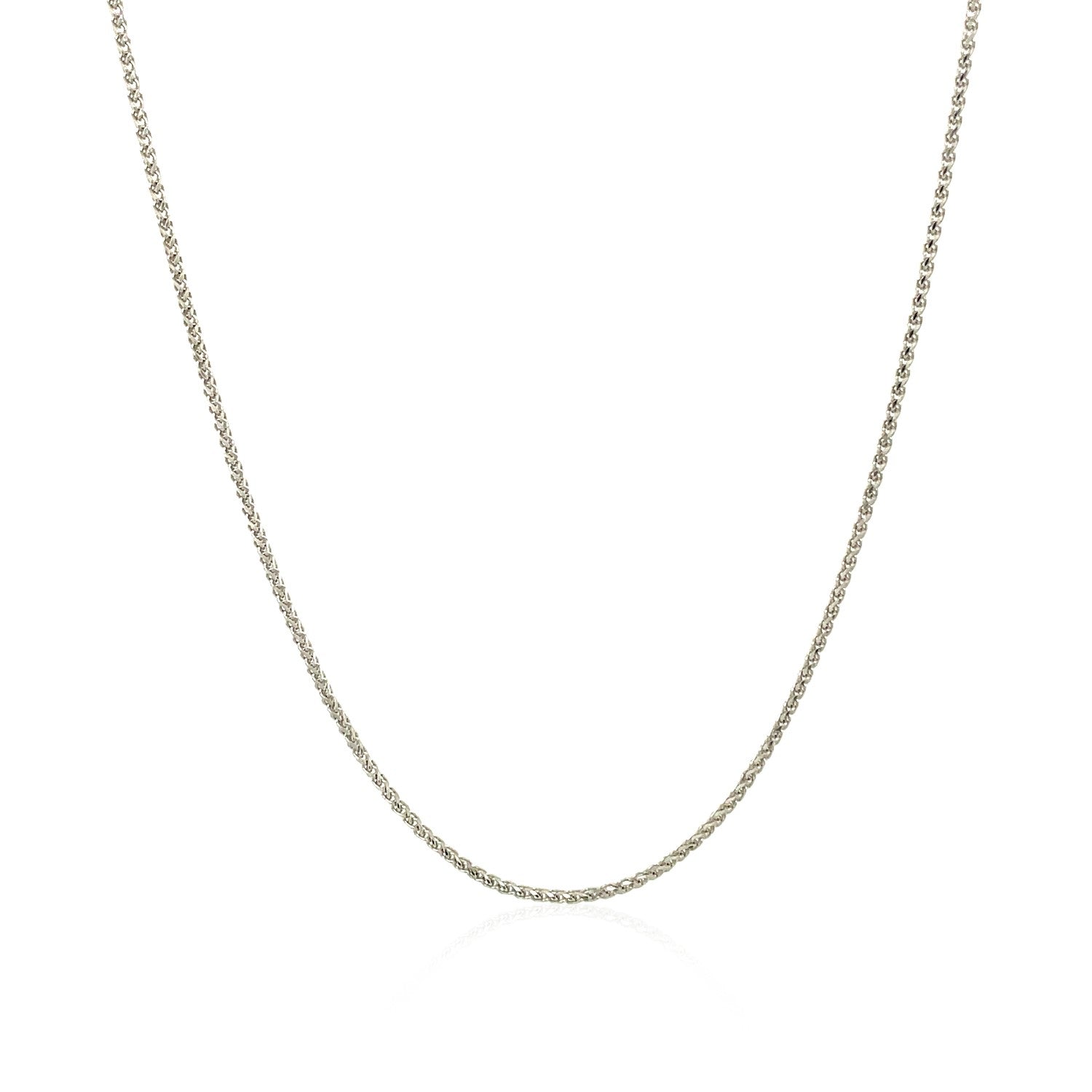 14k White Gold Diamond Cut Round Wheat Chain 1.0mm