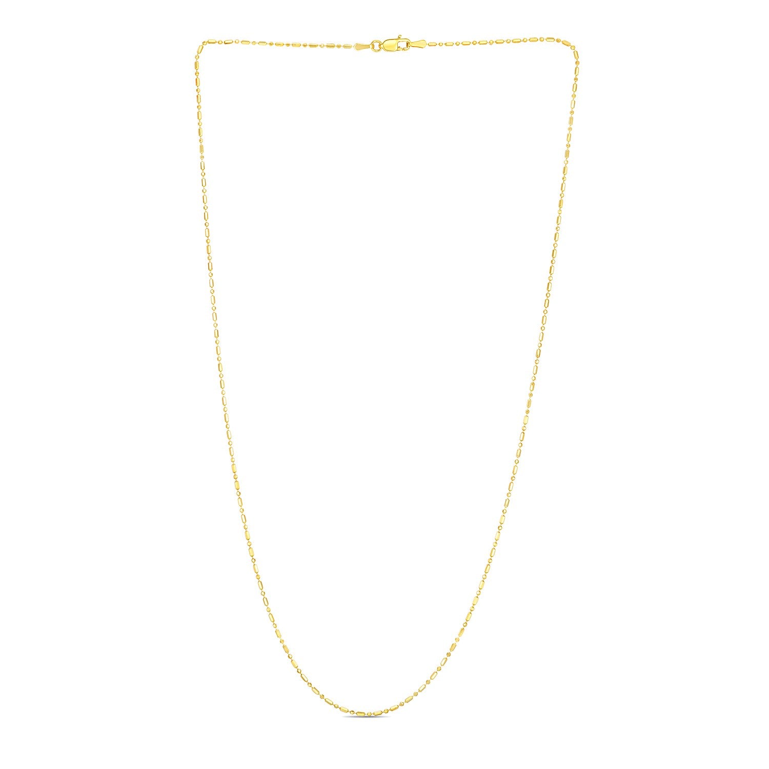 14k Yellow Gold Diamond-Cut Alternating Bead Chain 1.2mm