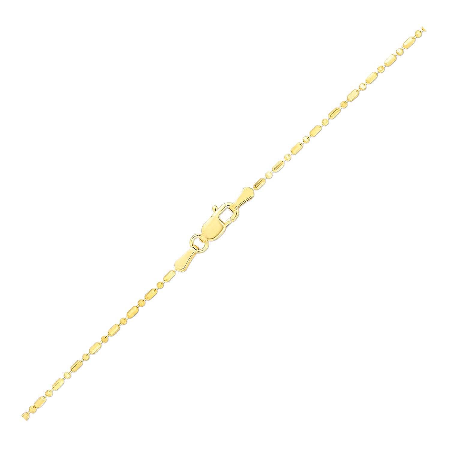 14k Yellow Gold Diamond-Cut Alternating Bead Chain 1.2mm