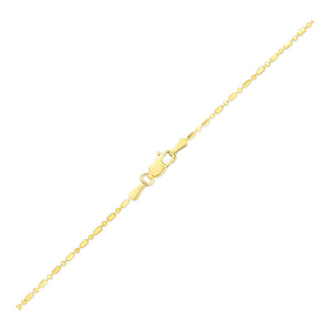 14k Yellow Gold Diamond-Cut Alternating Bead Chain 1.2mm