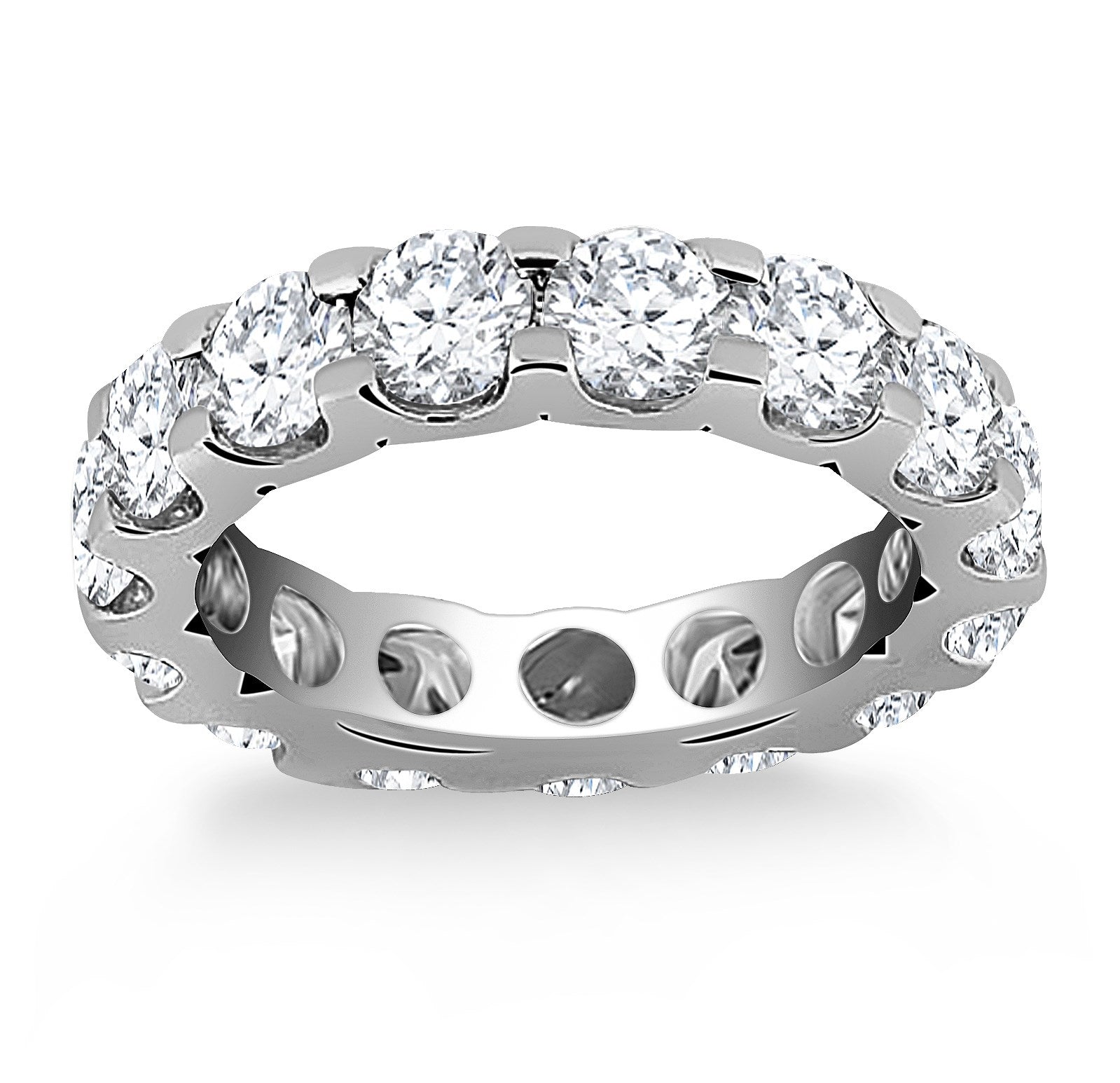 14k White Gold Round Diamond Studded Eternity Ring