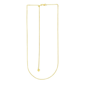 14k Yellow Gold Adjustable Wheat Chain 1.0mm