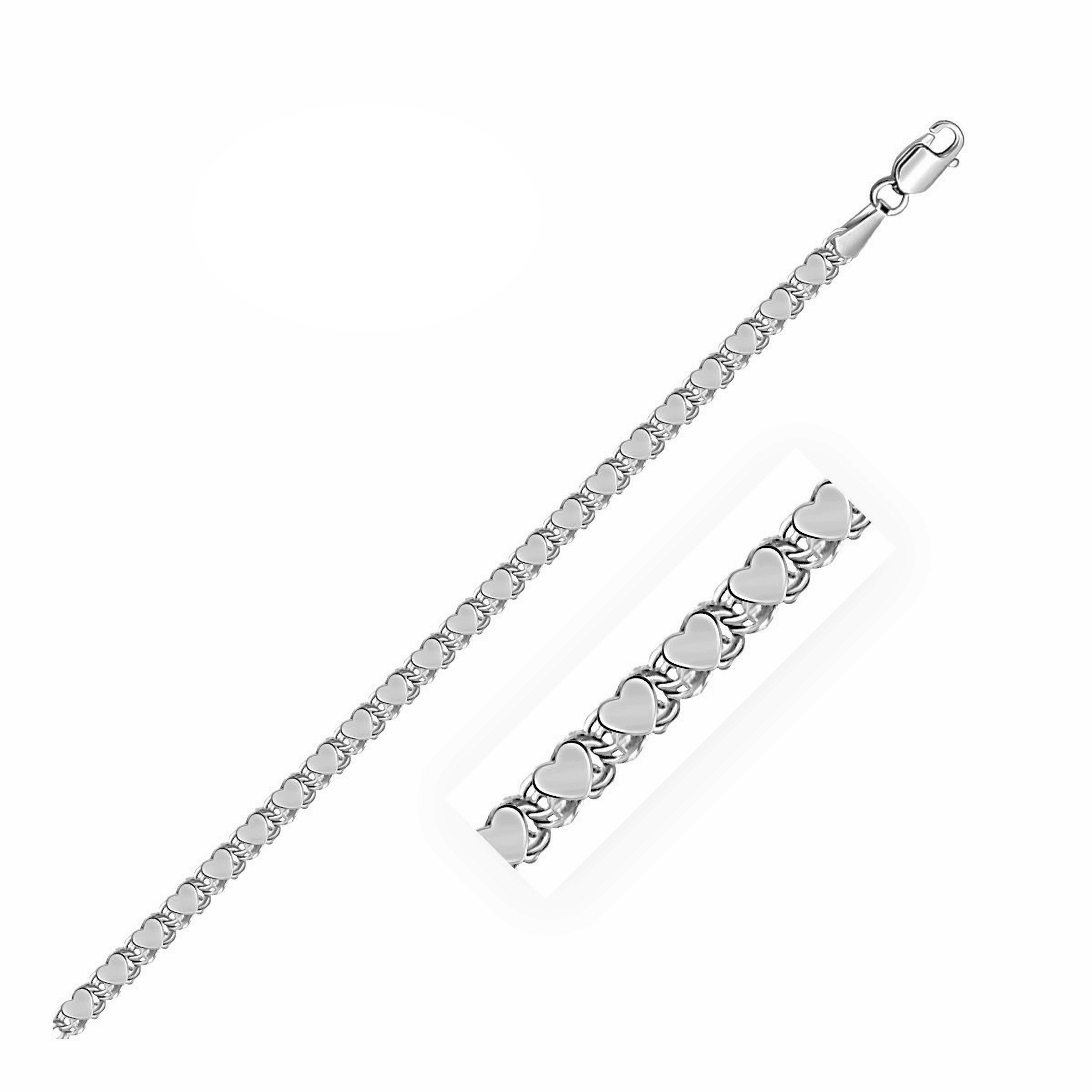 2.9mm 14k White Gold Heart Chain