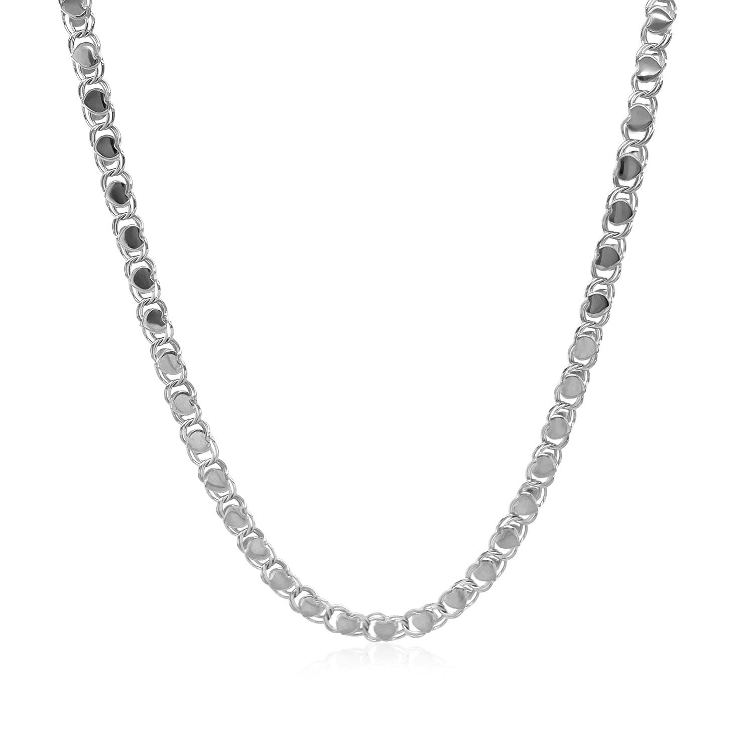 2.9mm 14k White Gold Heart Chain