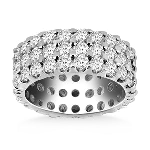 14k White Gold Triple Band Round Diamond Eternity Ring