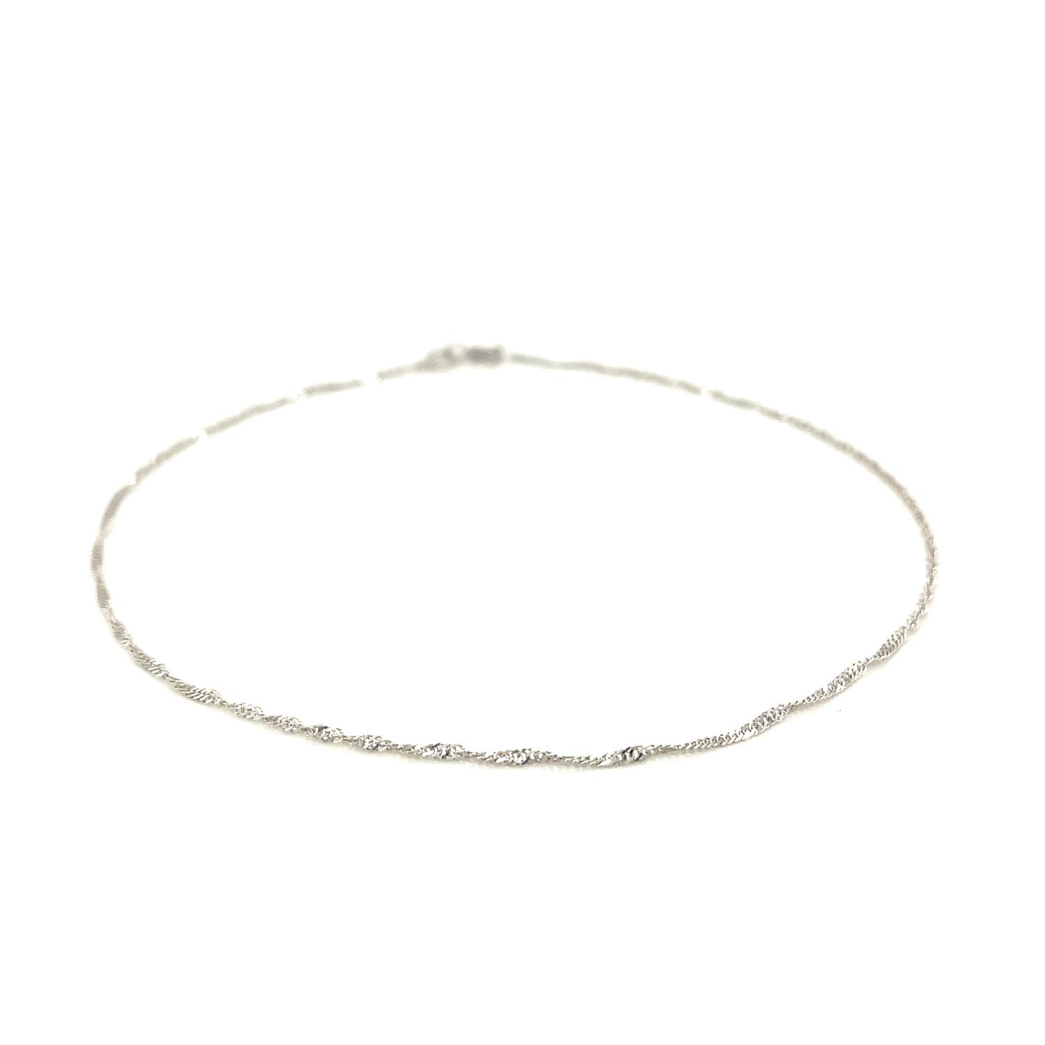 14k White Gold Singapore Anklet 1.5mm