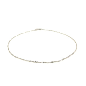 14k White Gold Singapore Anklet 1.5mm