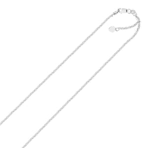 10k White Gold Adjustable Sparkle Chain 1.5mm