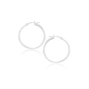 14k White Gold Polished Hoop Earrings (20 mm)