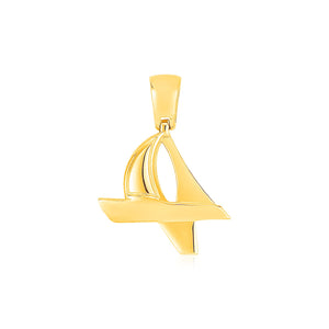 14k Yellow Gold Sailboat Pendant