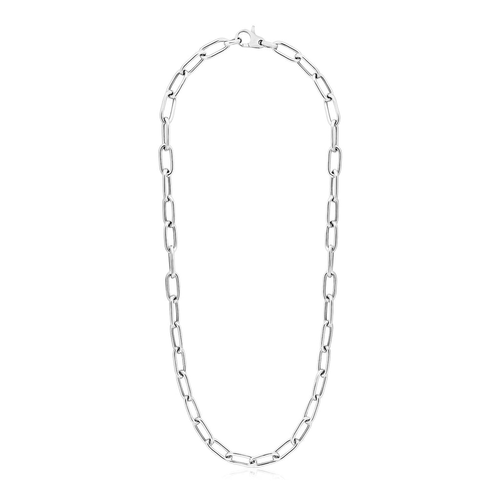 Sterling Silver Wide Paperclip Chain Necklace