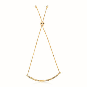 14k Yellow Gold Chain Bar Lariat Style Bracelet