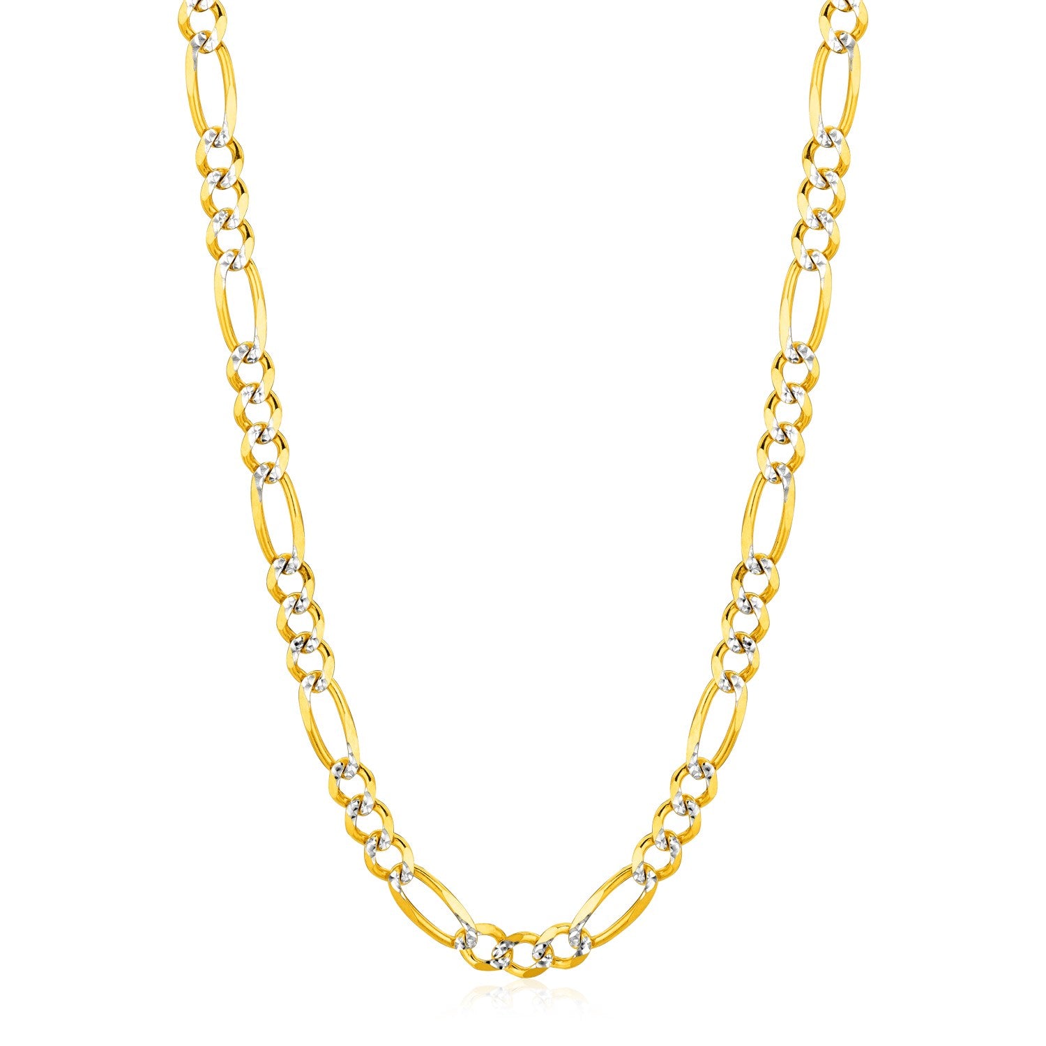 6.0mm 14K Yellow Gold Solid Pave Figaro Chain