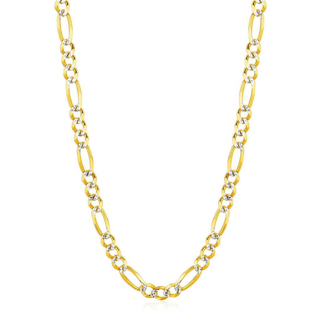 6.0mm 14K Yellow Gold Solid Pave Figaro Chain