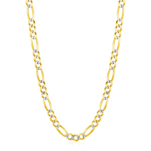 6.0mm 14K Yellow Gold Solid Pave Figaro Chain