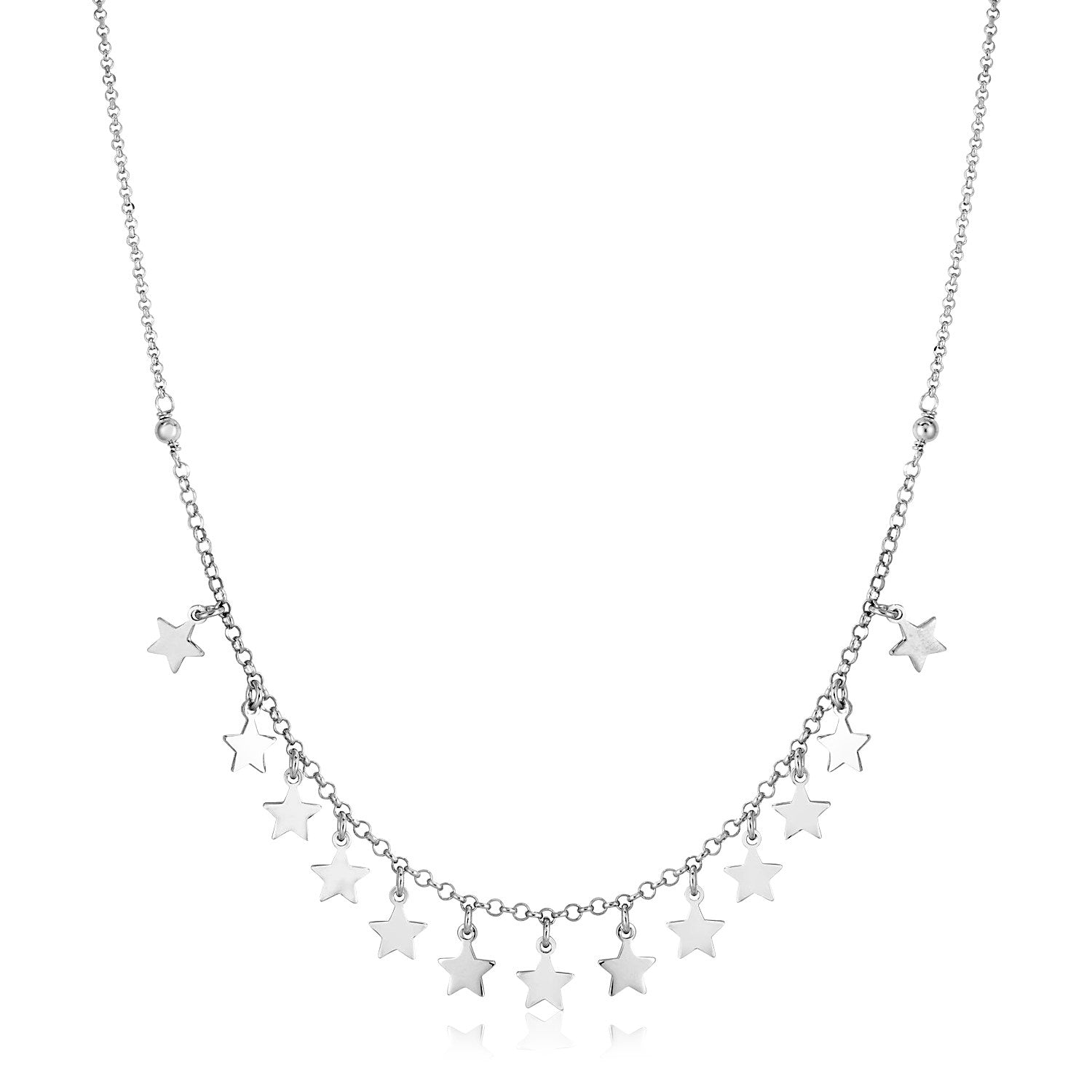 Sterling Silver Necklace with Polished Stars