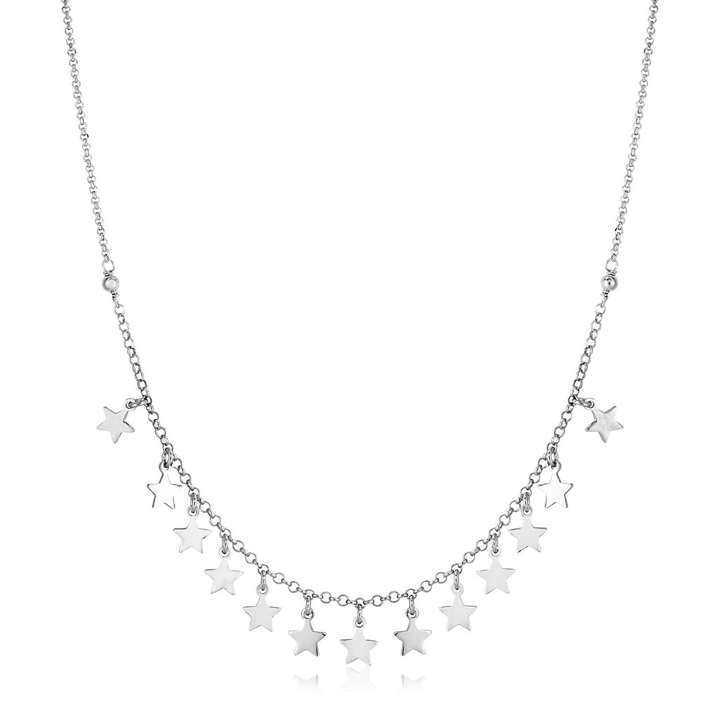 Sterling Silver Necklace with Polished Stars