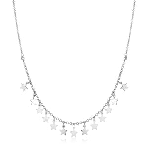 Sterling Silver Necklace with Polished Stars