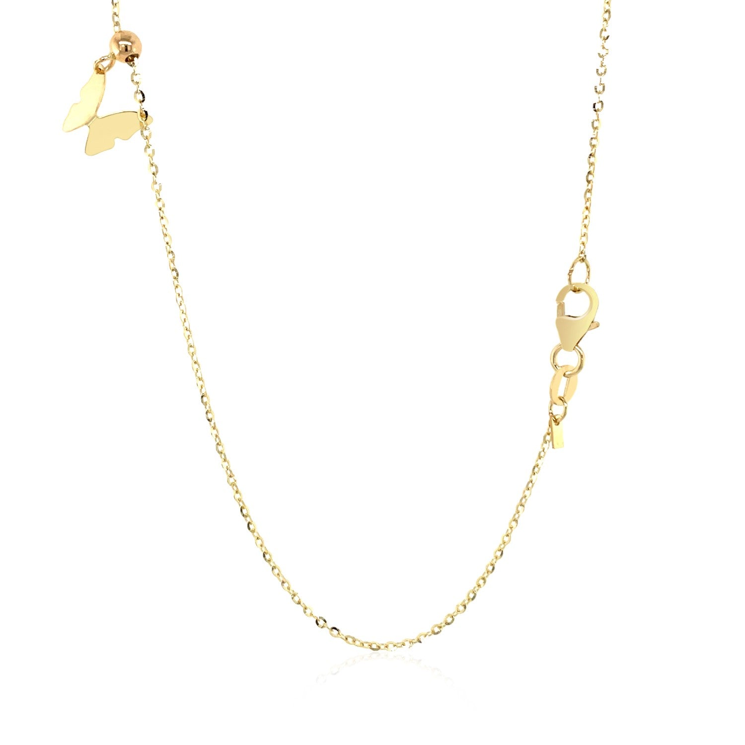 14k Yellow Gold 18 inch Necklace with Polished Butterfly Pendants