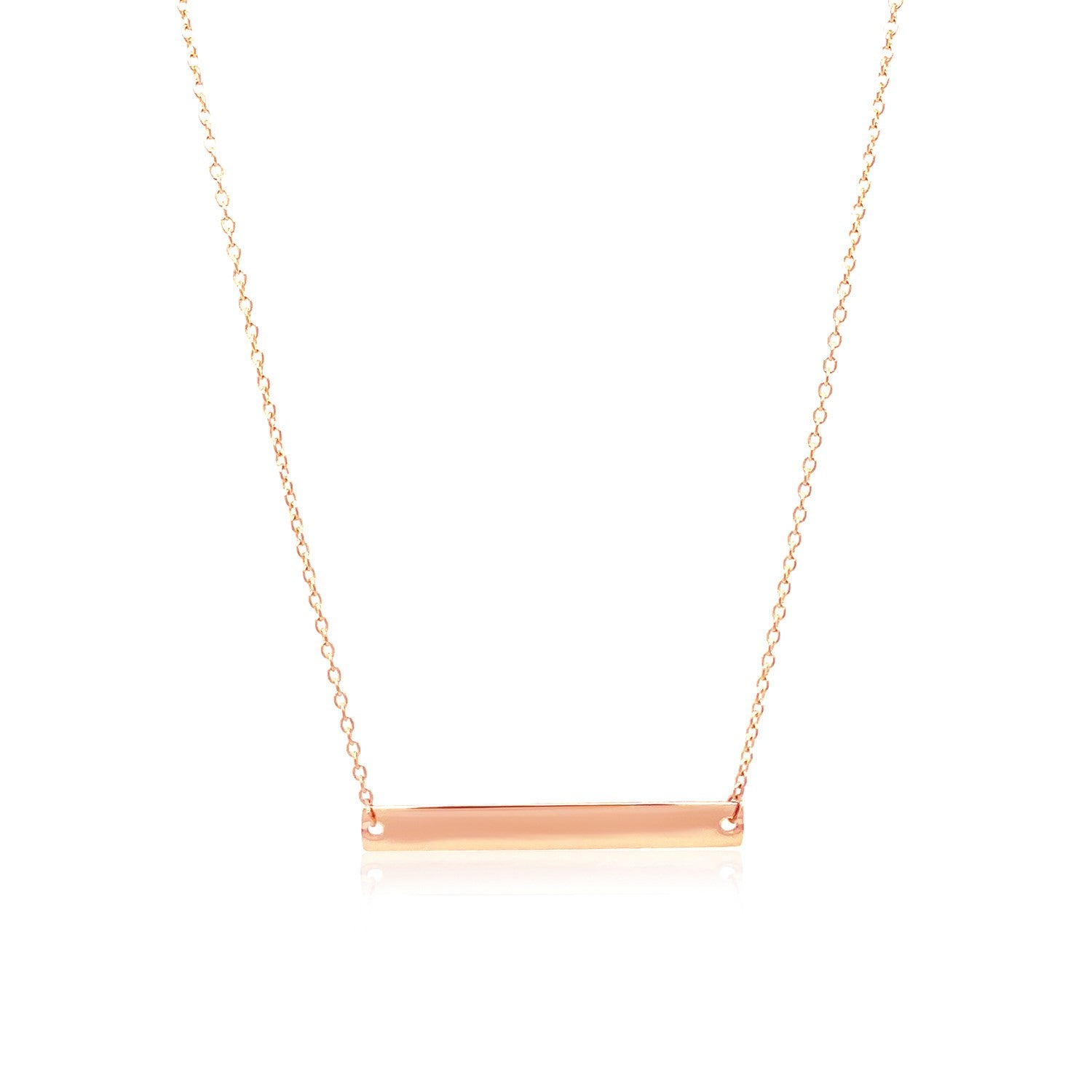 14k Rose Gold Smooth Flat Horizontal Bar Style Necklace