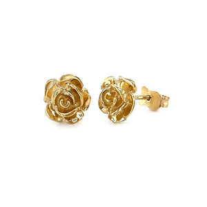 14k Yellow Gold Post Earrings with Roses