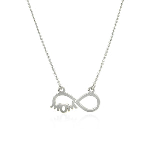 Sterling Silver Two Toned Mom Necklace with Cubic Zirconias