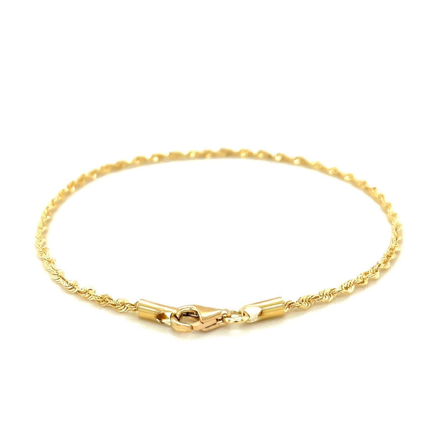 2.0mm 10k Yellow Gold Solid Diamond Cut Rope Bracelet