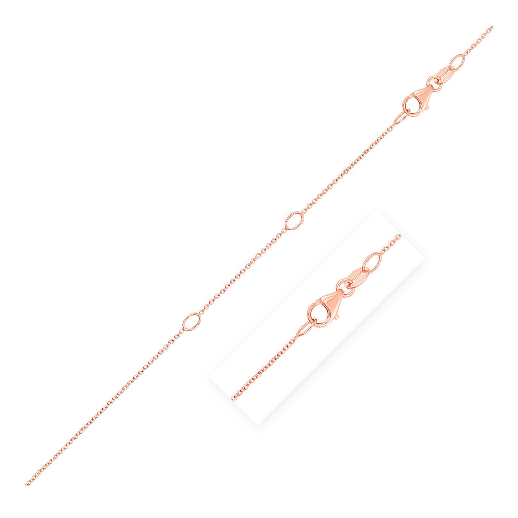 Double Extendable Cable Chain in 14k Rose Gold (1.0mm)