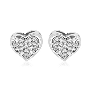 Sterling Silver Heart Earrings with Cubic Zirconias