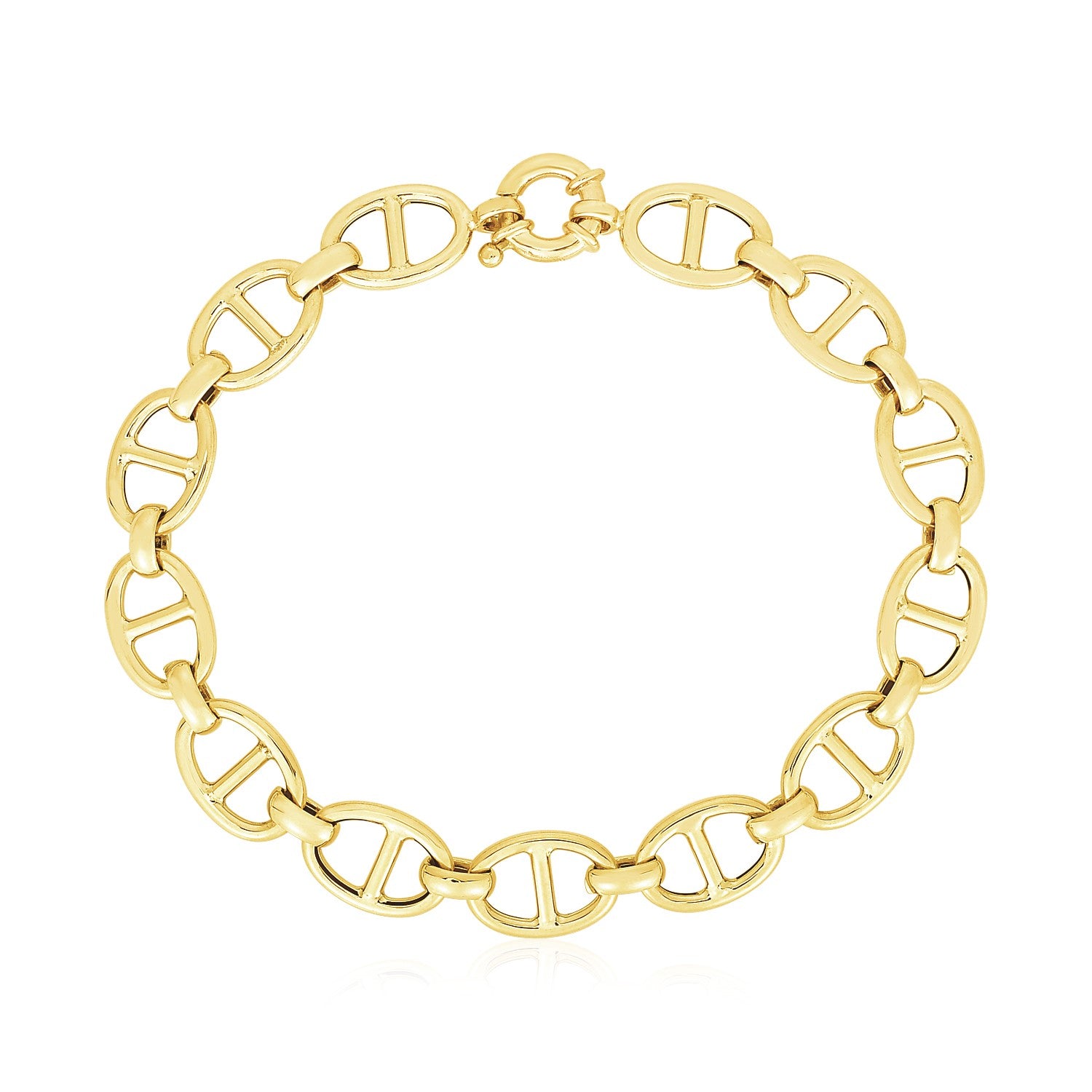 14k Yellow Gold High Polish Mariner Link Bracelet (8.8mm)