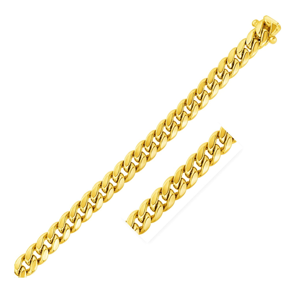 9.15mm 10k Yellow Gold Semi Solid Miami Cuban Chain