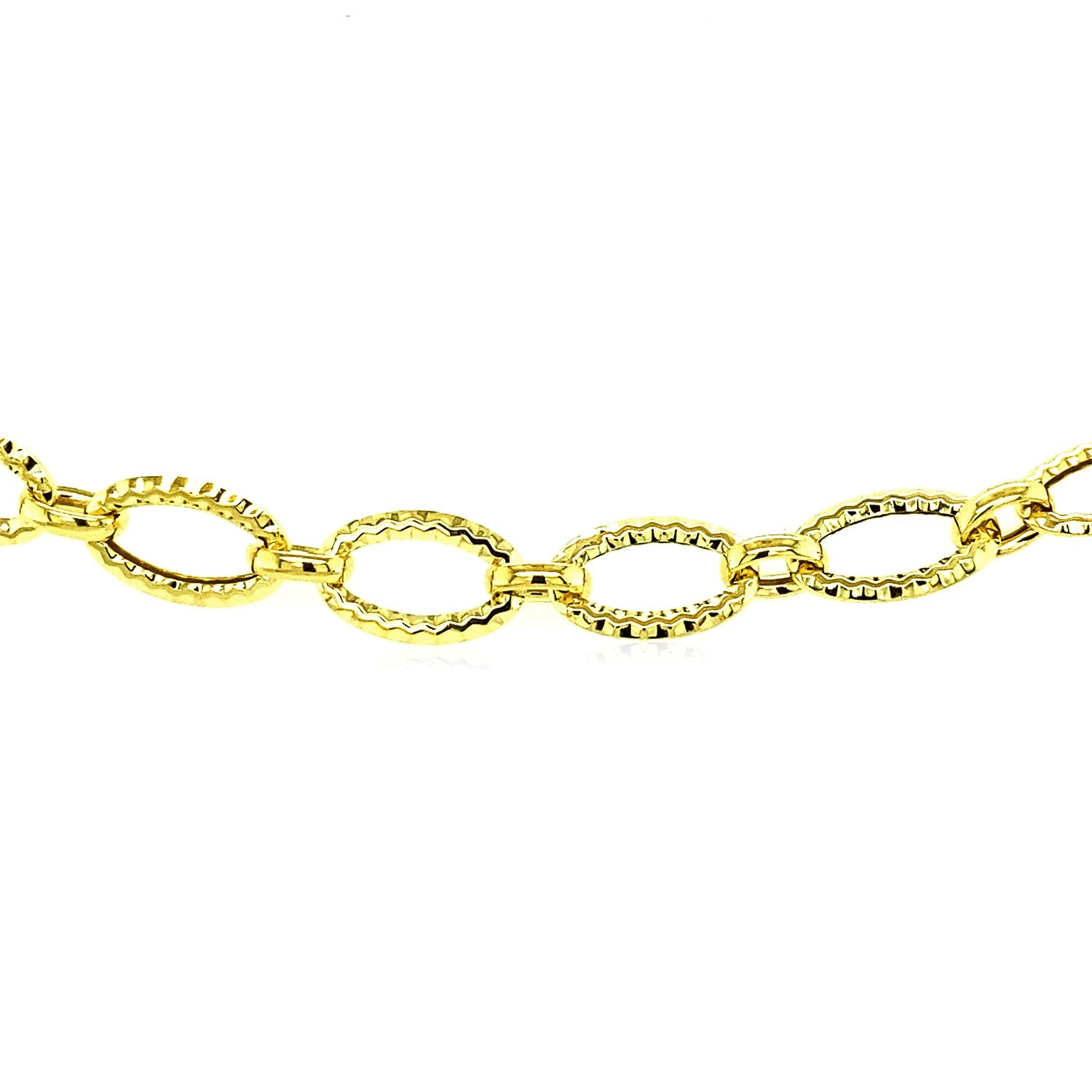 Textured Oval Link Bracelet in 14k Yellow Gold