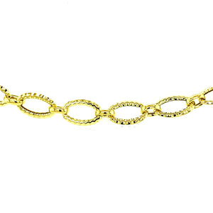 Textured Oval Link Bracelet in 14k Yellow Gold