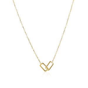 14k Yellow Gold Necklace with Interlocking Petite Rectangles