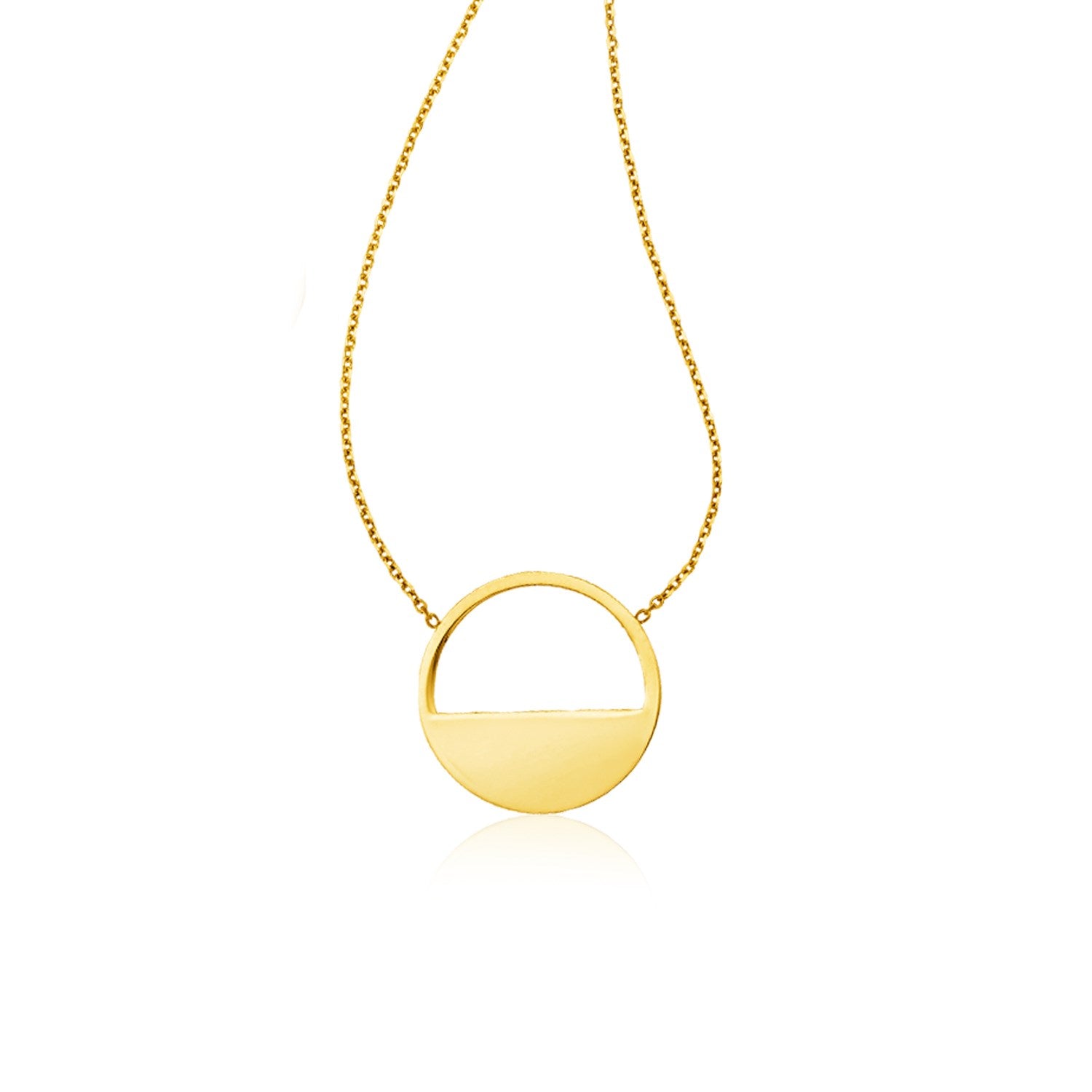 14k Yellow Gold Half Open Circle Necklace