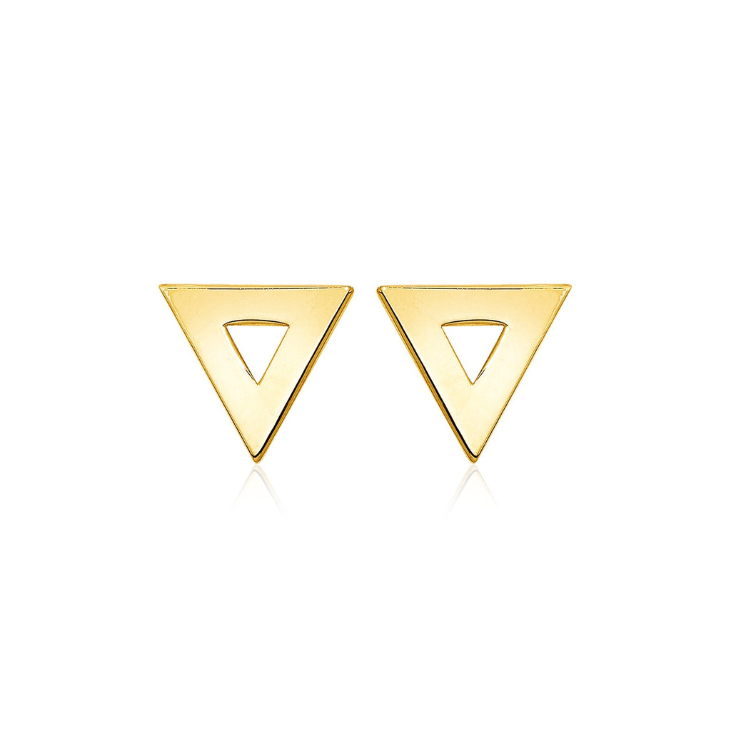 14k Yellow Gold Polished Open Triangle Post Earrings