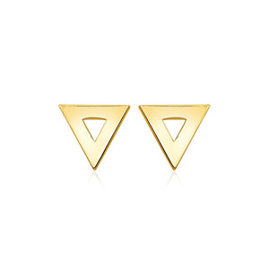 14k Yellow Gold Polished Open Triangle Post Earrings