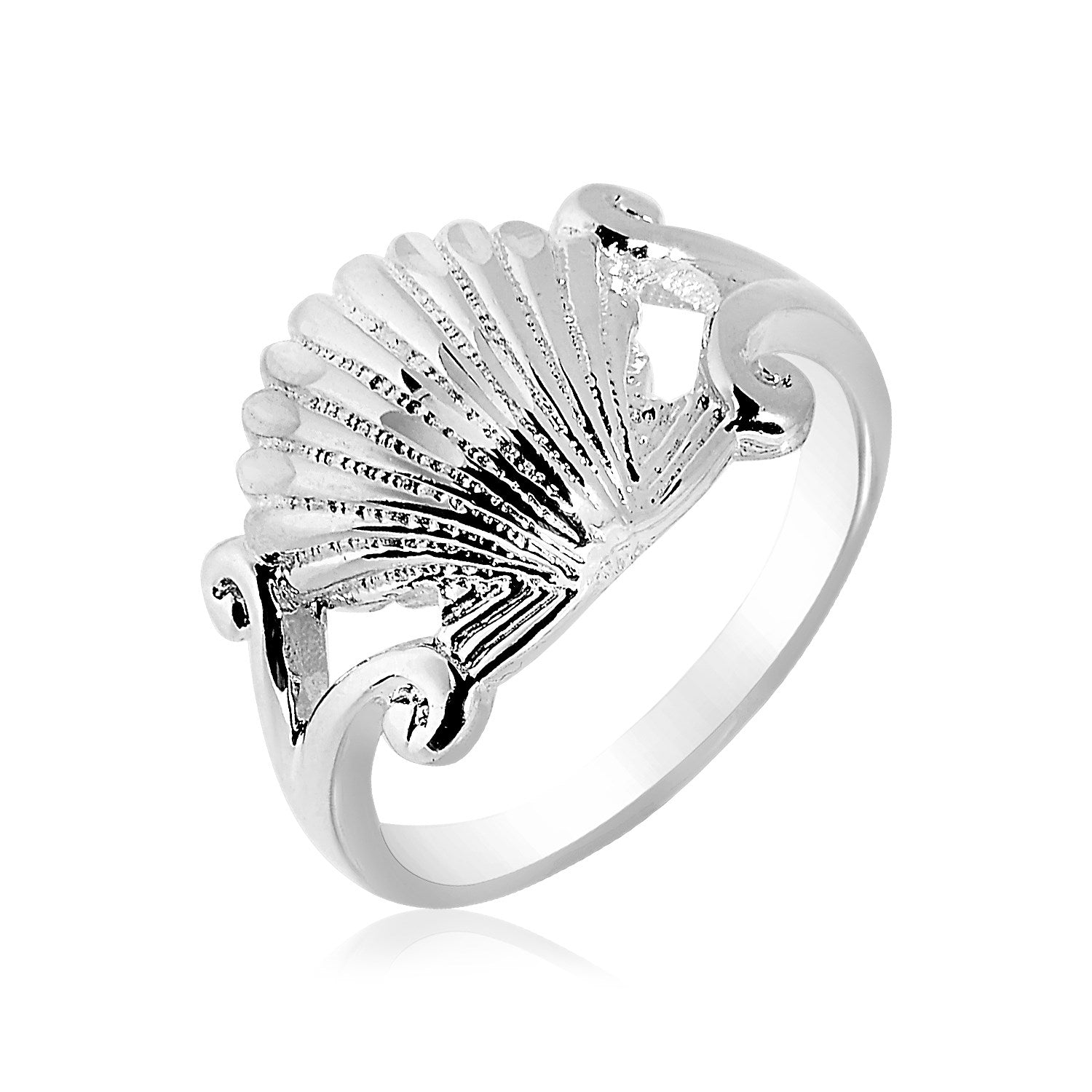 Sterling Silver Textured Seashell Ring