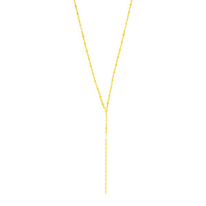 14K Yellow Gold Polished Diamond Motif Lariat Necklace