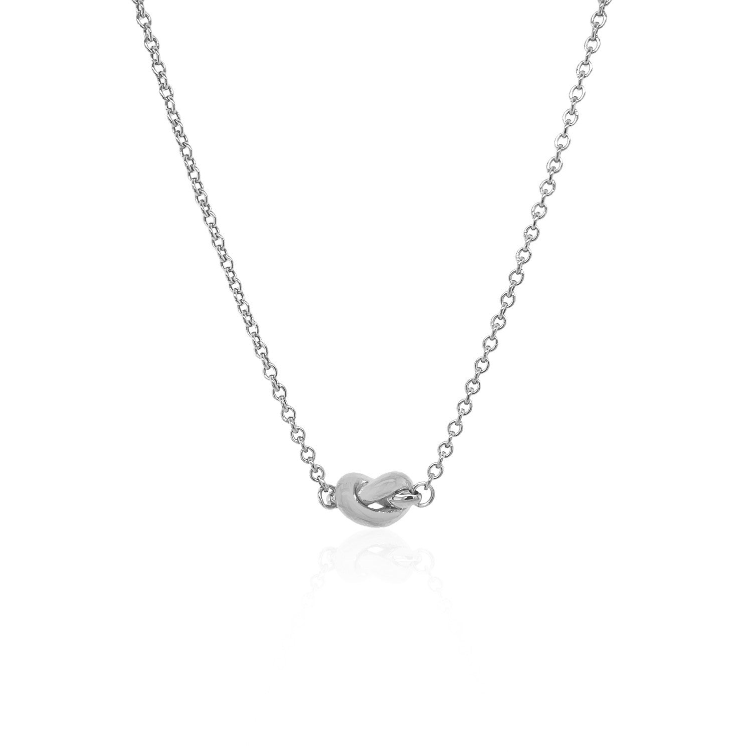 14k White Gold Chain Necklace with Polished Knot